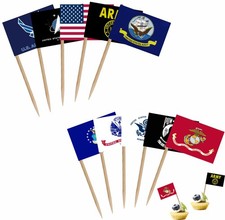 LUSEOAN US Military Toothpick Flag Set 2.6&times;1.38 Inch,