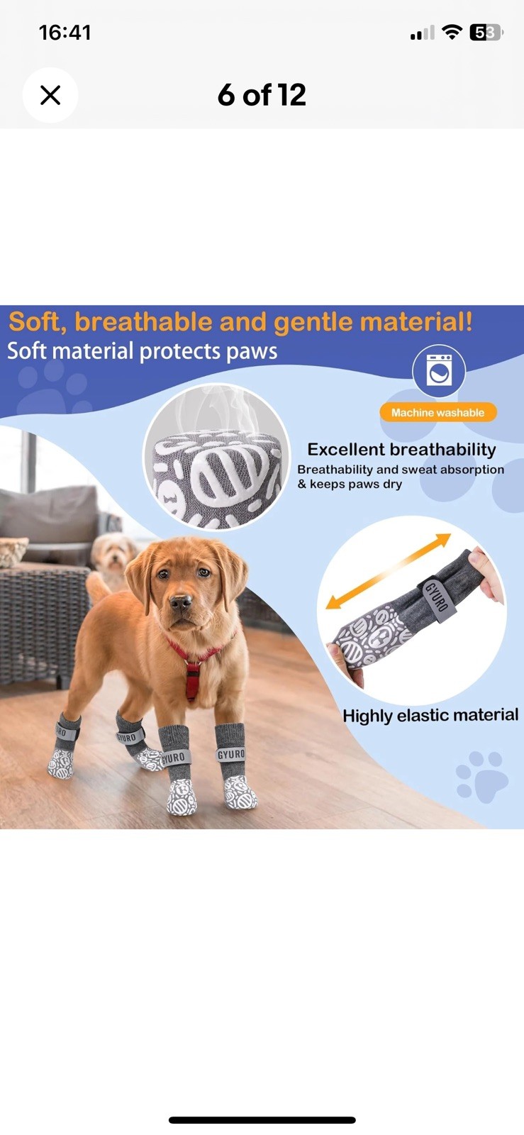Taglia L 4x Protezioni Calzini per Cani Antiscivolo Nero/Grigio Prodotto Premium Forte Grip foto 3