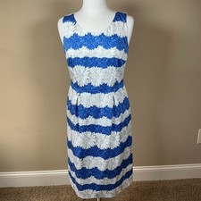 Talbots Dress Womens Sz 4 White Blue Daisy Floral Sleeveless Summer NWT Lined