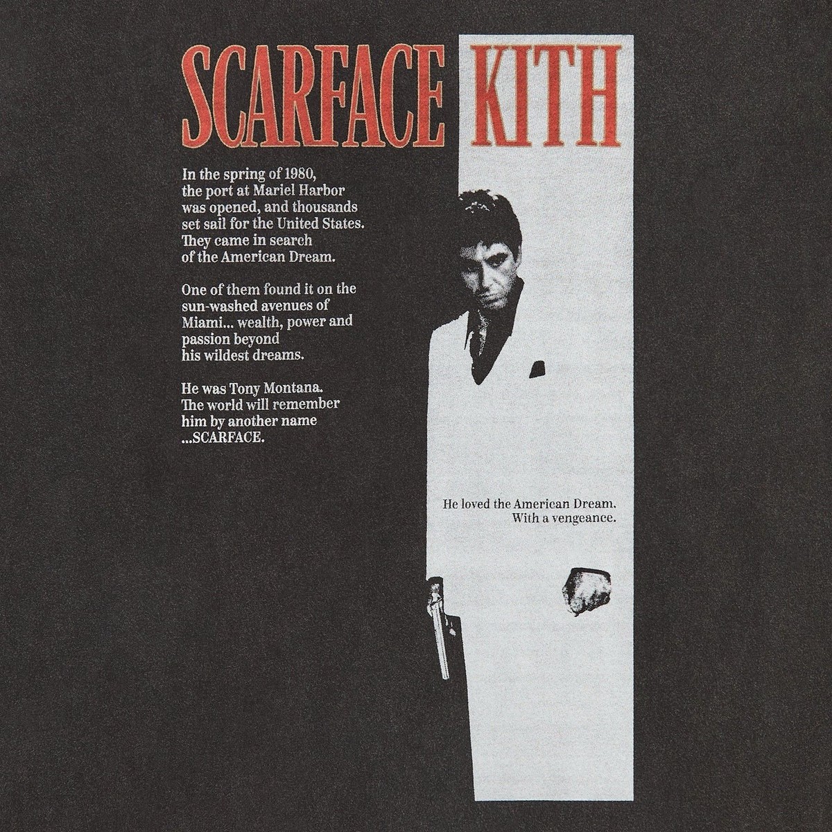 Kith for Scarface Film Poster Vintage Tee Black Movie T-Shirt Tony