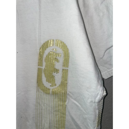 Ecko Unlimited Shirt Design White Gold Tee Y2K Graphic Striped 2000s 2XL XXL - Picture 10 of 13
