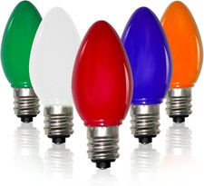 5 Pack C7 LED Christmas Light Bulbs, 0.6W Energy Saving E12 Candelabra Base Nigh