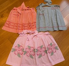 3 Gingham Cross Stitched Half Aprons With Pocket