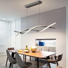 Mikeru 100CM Wave Pendant Light, Black Modern Chandelier Breakfast Bar Island L