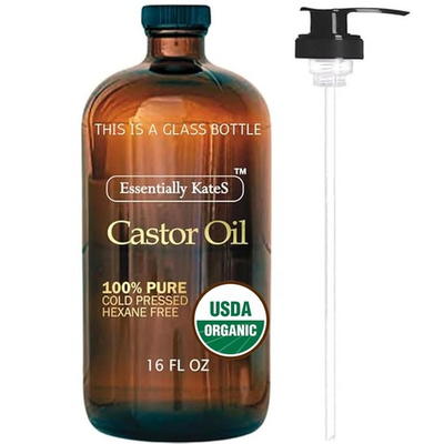 #ad Cold Pressed Organic Castor Oil in Glass Bottle 16 Fl Oz 100% Pure and Natur $23.99