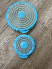 Tupperschüssel mit Bungee-Deckel, transparent, Deckel türkis