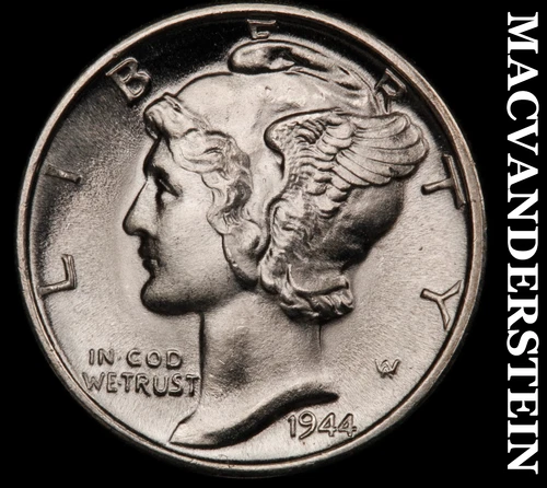 1944-D Mercury Dime- FSB- Super Choice Gem Brilliant Uncirculated+++++ #J4358