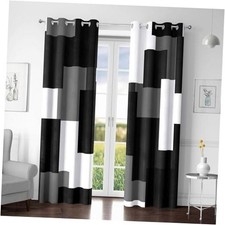 Black 100 Blackout Curtains for Bedroom 84 inch 52"W x 84"L Pack of 2 Grey