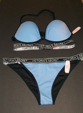 NWT Victoria Secret 34D M Fabulous Banded Logo Cheeky Bikini Swimsuit