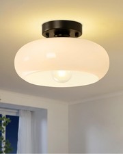 Mid-Century Modern Semi Flush Mount Ceiling Light 8.66" Black