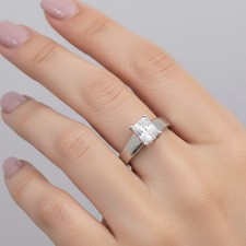 14K Gold Solitaire Engagement Ring 0.90 Carat Princess Lab-Grown Diamond G VS2