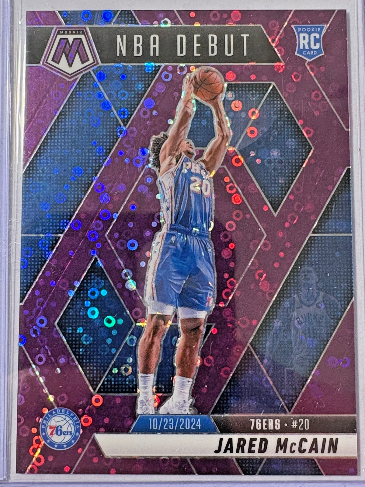 Jared McCain 2024-25 Panini Mosaic Mosaic Fast Break Purple NBA Debut #263 /50