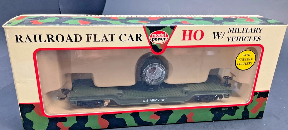 Model Power Military HO Railroad Flat Train Car Search Light w/knuckle couplers - Image 4 of 4