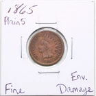 1865 Plain 5 1C Indian Head Cent with Fine Detail Env. Damage #6657