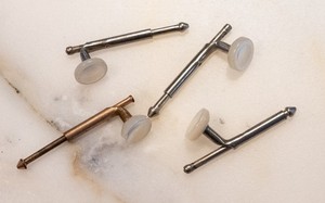 Art Deco 14k Plated Tuxedo Studs (4) White