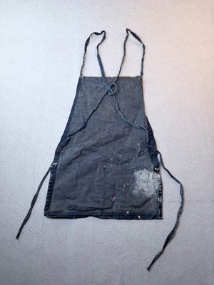 Vintage Indigo Denim Work Apron Mule Hide Roofs Faded Workwear