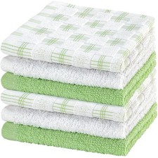 DecorRack 100 Cotton Washcloths 12x12 in, Green 6 Pack inches,