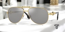 VERSACE VE2236 1002Z3 Gold Polarized Grey Mirror Silver 59 mm Unisex Sunglasses