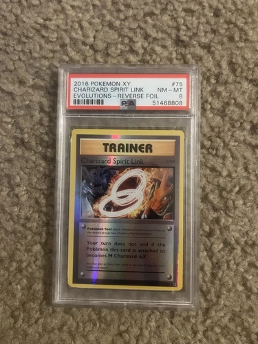 2016 Pokémon XY Evolutions Charizard Spirit Link #75 Reverse PSA 8 Trainer Card