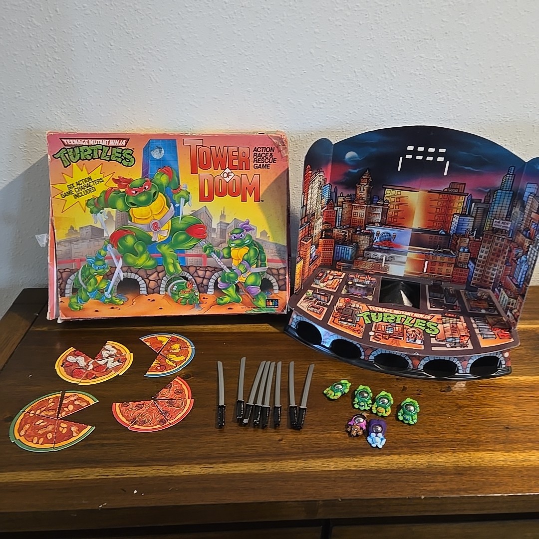 1990 Teenage Mutant Ninja Turtles Tower of Doom Game TMNT-Parts 3 Pieces As Is