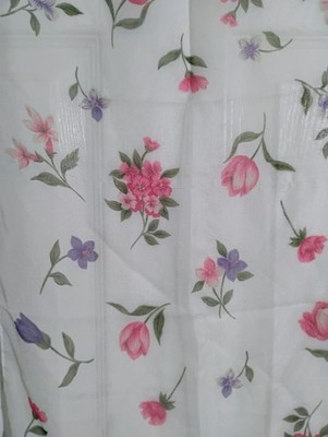 Italian Scarf 57x13 White Floral Light Weight Made In Italy 100% Polyester 