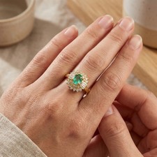 COLOMBIAN NEON EMERALD 0.53CT 925 STERLING SILVER FINE JEWELRY RINGS SIZE 7.5