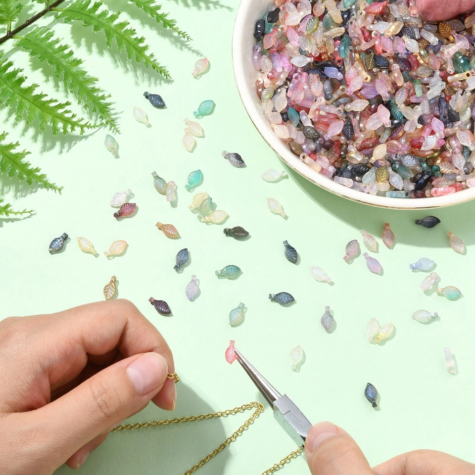 3200 piezas Colgantes de Cuentas de Hojas Coloridas, Hojas de Acrílico Transparente para Hágalo Usted Mismo Foto 4 de 4