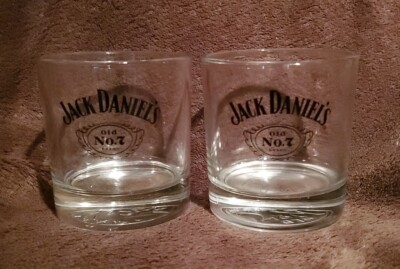 Jack Daniel's OLD No. 7 BRAND (SET OF 2) Glasses w/ Logo Embossed Base - Daniels