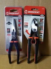 Crescent Long Nose Pliers 8" Z2 Dual Material High Leverage And 8" Slip Joint 