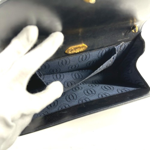 CARTIER Vintage Sapphire Line Tasche Etui Clutch Bag Leder Navy - Bild 12 von 13