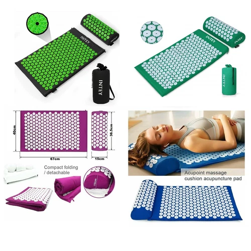 Acupressure Mat Pillow Set & Travel Bag Massage Muscle Pain Relief Acupuncture
