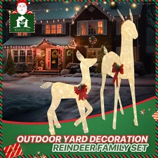 210 LED Xmas Deer Set Christmas 2Reindeer Lighted Outdoor Lawn Family Decoration