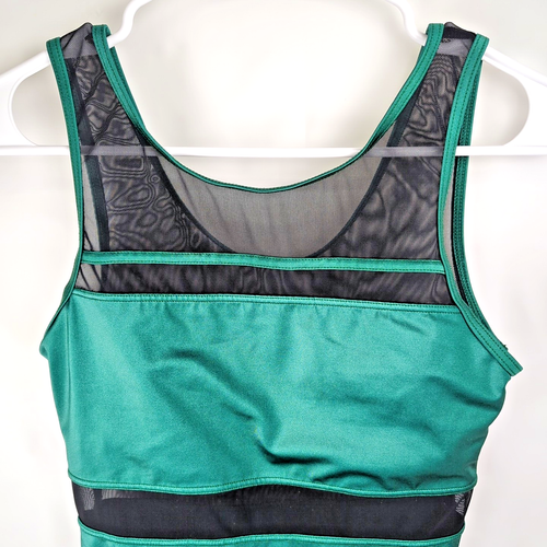Balera | Women’s Dance Leotard | Adult Medium | Green w/Black Sheer Mesh - Picture 3 of 4