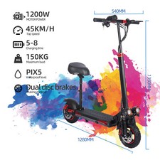 Electric Scooter 48v 1200W For Adult 11"Off Road Fat Tires Fast Speed3NbQSK