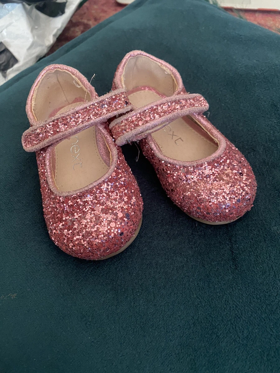 Next baby girl size 3 pink glitter shoes party occasion fabulous