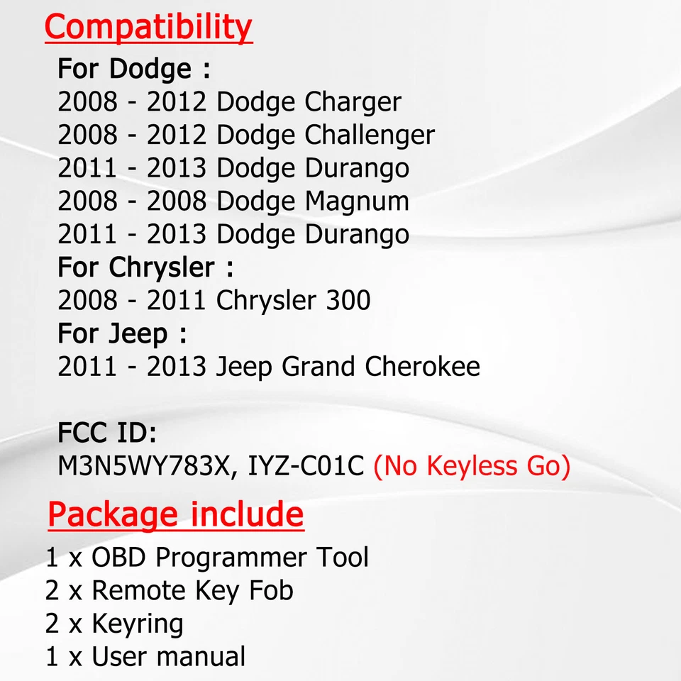 2 para Dodge Charger Challenger 2009 2010 2011 2012 2013 mando a distancia programa de llaves Foto 2 de 4