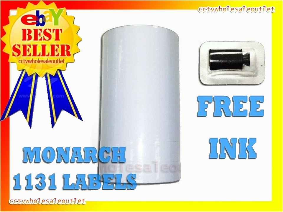 1 SLEEVES WHITE LABEL FOR MONARCH 1131 PRICING GUN 1 SLEEVES= 8 ROLLS