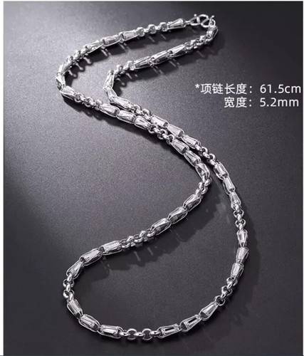 Collar fino de eslabones de pilar de dragón de 3,5 mm de platino real 950 para hombre Pt950 19,5 g 21,6 pulgadas - Imagen 2 de 6