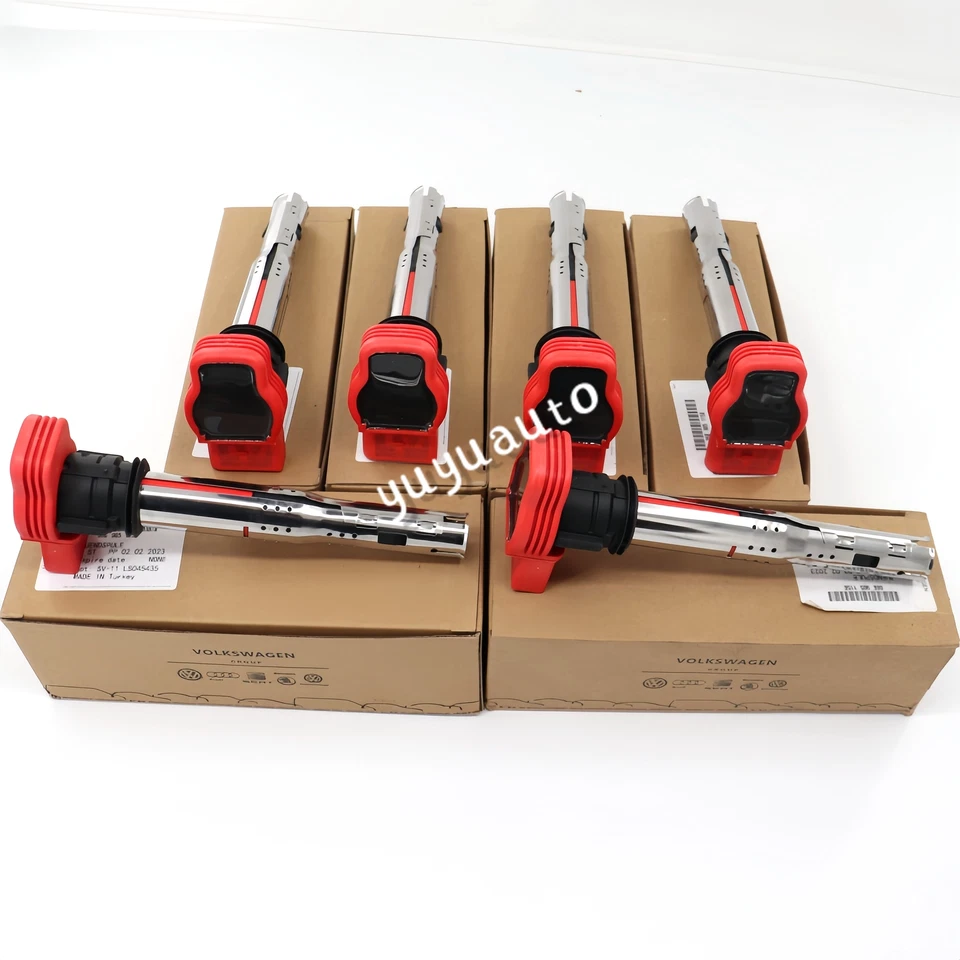 6x NEW OEM RED IGNITION COIL VW Touareg 06E905115G AUDI A6 A4 S5 R8 A8 3.0T 4.2 - Image 2 of 4