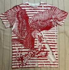 Victorious Brand Bald Eagle Y2K Affliction Style Made In USA AOP Tee T Shirt L
