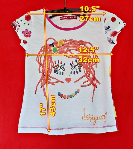 AUTHENTIC DESIGUAL POP ART LOGO WHITE PINK GIRL TOP BLOUSE-SIZE:US 5-6/EU116 - Picture 2 of 7
