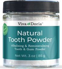 Viva Doria Natural Tooth Powder, Remineralizing Tooth Powder, 3 oz Glass Jar