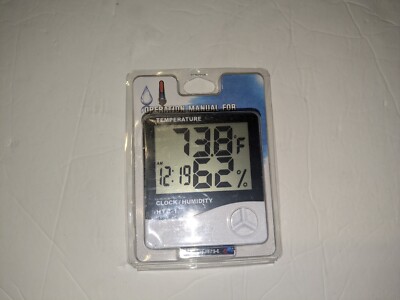 Digital LCD Room Thermometer Indoor Hygrometer Humidity Meter Alarm Clock, HTC-1