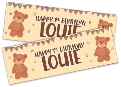 x2 Personalisierte Geburtstagsbanner Bär Kinder Kids Party Deko 268