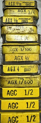 LOT OF 60 - Buss Fuses AGC 1/2, AGX 1/500, AGX 4, AGX 1/2, AGX 1/100, AGX 3/4