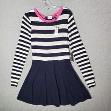 Express Junior Dress Medium Blue Striped Sweater Long Sleeve Back Zip NWT