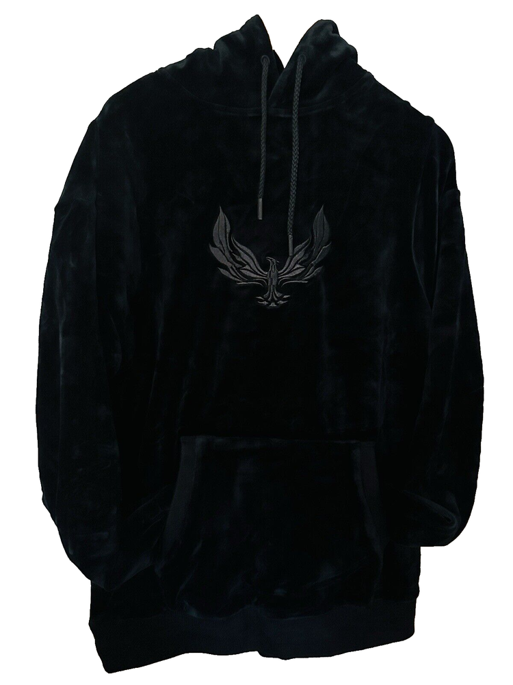 NWT Phoenix Embroidered Black Velour Hoodie Tony 1923 Sweatshirt Size XL New