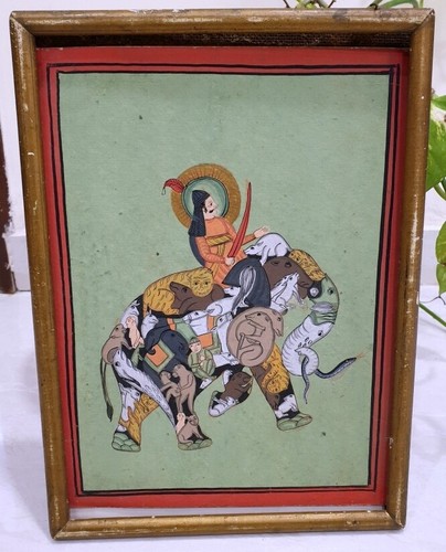 Antique Miniature Artist Fine Art Work Hand Made Animal Erotic Painting Framed - Picture 2 of 4