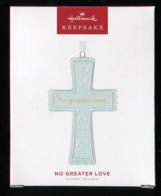 2022 Hallmark Ornaments - NO GREATER LOVE - Porcelain Cross - New in Box