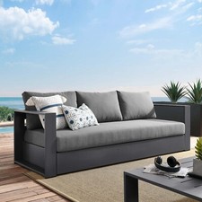 Modway Tahoe Aluminum Outdoor Patio Sofa in Gray Charcoal